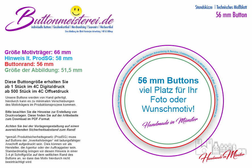 56 mm Button mit Flaschenöffner & Magnet - Der beliebteste Button | individuell gestaltbar 