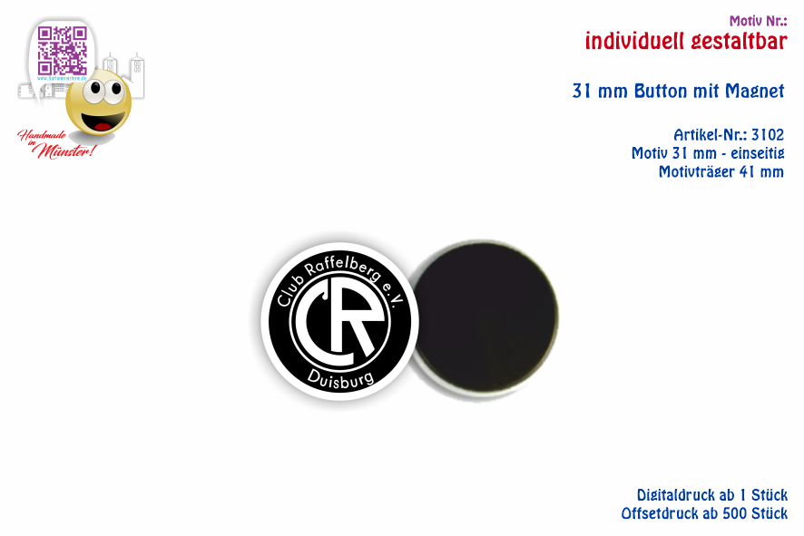 31 mm Button mit Magnet - Der Junior Button | individuell gestaltbar 