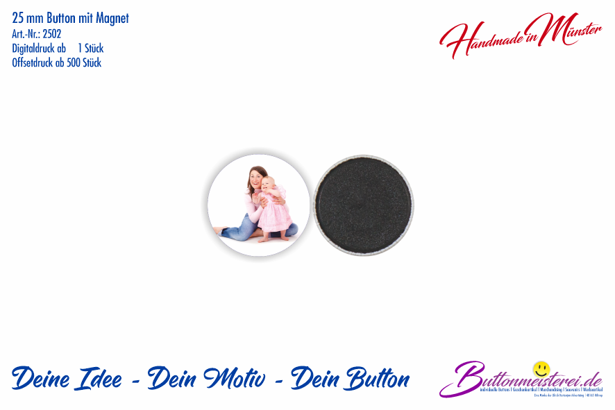 25 mm Button mit Magnet - Der kleinste Button | individuell gestaltbar