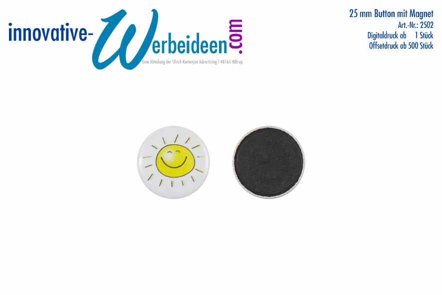25 mm Button mit Magnet - Der kleinste Button | Offsetdruck
